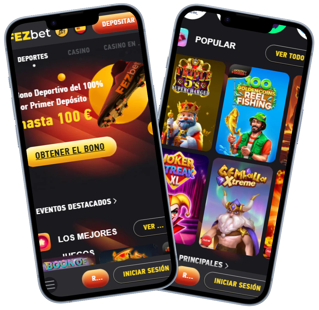 Fezbet Casino versión móvil con bono deportivo y selección de juegos